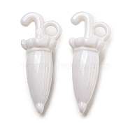 Opaque Acrylic Pendants, Umbrella, White, 31x12.5x8.5mm, Hole: 3.5mm, about 490pcs/500g(SACR-L007-061)