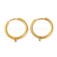 Ion Plating(IP) 304 Stainless Steel Hoop Earring Findings, Real 14K Gold Plated, 16x15x2mm, Hole: 0.8mm, Pin: 1mm(STAS-G339-01G)