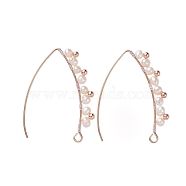 Dangle Earrings, with Natural Pearl Beads, Brass Beads, 304 Stainless Steel Earring Hooks and Copper Wire, Rose Gold, 41.5mm, Pin: 0.8mm(EJEW-JE03985-02)