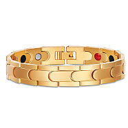 SHEGRACE Stainless Steel Watch Band Bracelets, Real 18K Gold Plated, 8-5/8 inch(22cm)(JB651B)