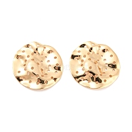 Rack Plating Brass Pendants, Textured, Flat Round Charm, Real 18K Gold Plated, 24~24.5x2.5mm, Hole: 1.2mm(KK-M261-19G)