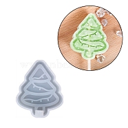 DIY Christmas Tree Ice Pop Silicone Molds, for Ice Cream, Resin Craft Making, White, 69x56x23mm, Hole: 10mm(DIY-G058-F02)