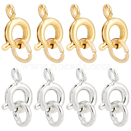 40Pcs 2 Colors Brass Spring Ring Clasps, with 304 Stainless Steel Open Jump Rings, Golden & Silver, 1cm, 20pcs/color(FIND-AB00027)