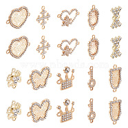 20Pcs 10 Style Alloy Crystal Rhinestone Links Connectors, Heart & Butterfly & Pineapple & Owl & Key & Cross & Bowknot & Crown & Flower, Mixed Color, 20pcs/box(PALLOY-BT0002-09)