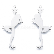 201 Stainless Steel Connector Charms, Frog, Stainless Steel Color, 46x23x1mm, Hole: 1.5mm(STAS-N090-LA946-1)