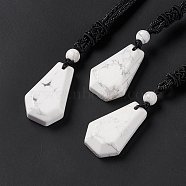 Natural Howlite Hexagon Pendant Necklace with Nylon Cord, Gemstone Jewelry for Men Women, 25.20 inch(64cm)(NJEW-G094-A09)