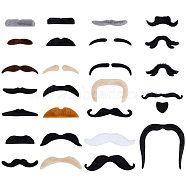BENECREAT 2 Sets 2 Style Self-adhesive Polyester Beards and Mustaches for Masquerade Party Halloween Chrismas Cosplay Costume Supplies, Mixed Color, 12~90x9~112x1mm, 1 set/style(AJEW-BC0002-21)