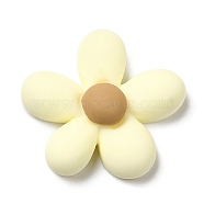 Opaque Resin Cabochons, Frosted, Flower, Light Yellow, 23.5x23.5x7mm(CRES-M021-02H)