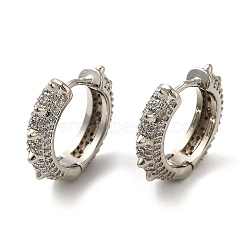 Clear Cubic Zirconia Hoop Earrings, Rack Plating Brass Chunky Earrings for Women, Platinum, 17x19x4mm(EJEW-M228-01P)