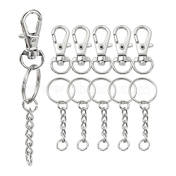 DIY Keychain Making Kit, Including Alloy Swivel Lobster Claw Clasps, Iron Split Key Rings, Jump Rings, Platinum, 50Pcs/bag(DIY-YW0007-69)