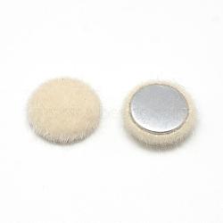 Faux Mink Fur Covered Cabochons, with Aluminum Bottom, Half Round/Dome, Beige, 17x5~6mm(WOVE-S084-17E)