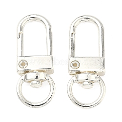 Alloy Swivel Clasps, Rack Plating, Long-Lasting Plated, Silver, 33x13x5.5mm, Hole: 6x9.5mm(FIND-H056-02S)