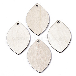 Undyed Wooden Pendant, Horse Eye, Antique White, 49.5x33x2.5mm, Hole: 2.5mm(YS-TAC0005-04B)