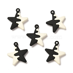 Spray Painted Alloy Pendants, Two Tone, Lead Free & Cadmium Free, Star, Black, 19.5x17x4mm, Hole: 1.4mm(FIND-I016-B02)