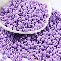 Baking Paint Glass Seed Beads, Round, Lilac, 4x3mm, Hole: 1.2mm, about 7650pcs/pound(SEED-H002-I-A531)