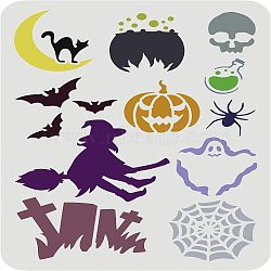 Plastic Reusable Drawing Painting Stencils Templates, for Painting on Fabric Tiles Floor Furniture Wood, Rectangle, Halloween Themed Pattern, 297x210mm(DIY-WH0202-323)