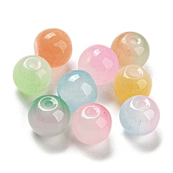 Two Tone Spray Painting Glass Beads, Imitation Jade Glass, Round, Mixed Color, 10mm, Hole: 1.8mm, 200pcs/bag(GLAA-L046-03)