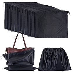 Cloth Imitation Silk Dustproof Storage Pouches, Portable Travel Drawstring Bag, Rectangle, Black, 39.7x50x0.45cm, 12pcs/bag(ABAG-WH0044-47B)