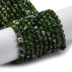 Natural Diopside Beads Strands, Faceted, Round, 4mm, Hole: 0.7mm, about 90~95pcs/strand, 15~15.08''(38.1~38.3cm)(G-G188-B14-02)