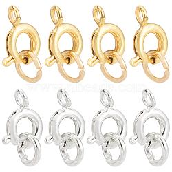 40Pcs 2 Colors Brass Spring Ring Clasps, with 304 Stainless Steel Open Jump Rings, Golden & Silver, 1cm, 20pcs/color(FIND-AB00027)