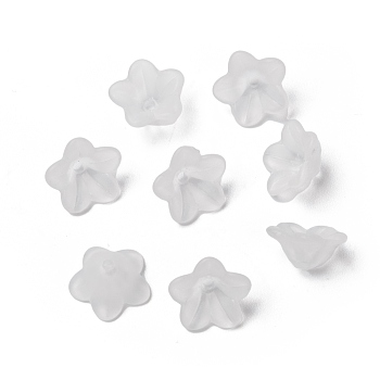 Transparent Acrylic Beads, Flower, White, 13x7mm, Hole: 1mm