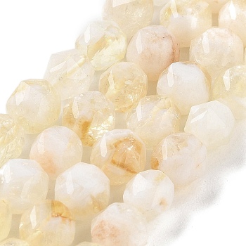 Natural Citrine Beads Strands, Faceted, Double Hearted & Star Cut Beads, 7~8.5x7.5~8mm, Hole: 0.8~1mm, about 48~50pcs/strand, 15.16~15.55 inch(38.5~39.5cm)