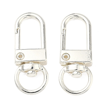Alloy Swivel Clasps, Rack Plating, Long-Lasting Plated, Silver, 33x13x5.5mm, Hole: 6x9.5mm