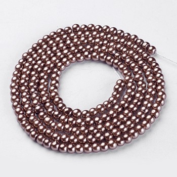 Glass Pearl Beads Strands, Pearlized, Round, Dark Slate Gray, 4~5mm, Hole: 0.8~1mm, about 216pcs/strand, 32 inch