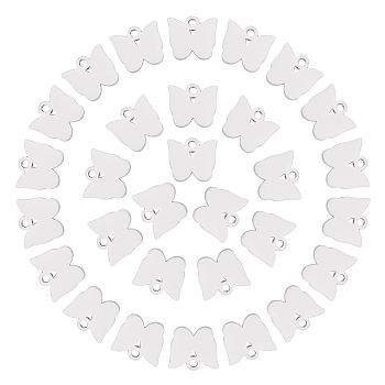 Unicraftale 30Pcs 304 Stainless Steel Charms, Manual Polishing, Butterfly, Stainless Steel Color, 7x8x1mm, Hole: 1mm