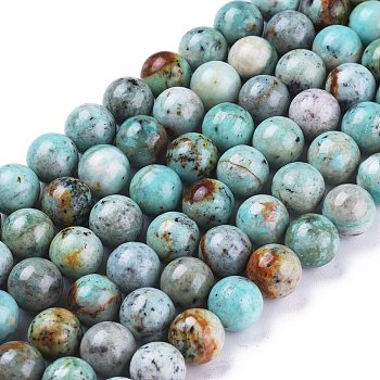 Natural Chrysocolla Beads Strands, Round, 10~10.5mm, Hole: 0.9mm, about 39pcs/strand, 15.55 inch(39.5cm)