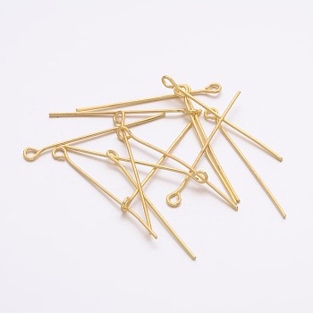 Iron Eye Pin, Cadmium Free & Lead Free, Golden, 30x0.7mm, Hole: 2mm, about 8700~8800pcs/1000g