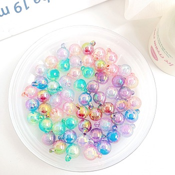 Transparent Bubble Acrylic Beads, Gradient Color, Round, Mixed Color, 21.5x16mm, Hole: 3.7mm