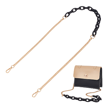 Acrylic & Iron Chain Bag Straps, with Alloy Swivel Clasps, Golden, 119.1cm