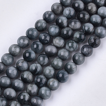 Natural Hawk's Eye Beads Strands, Eagle Eye Stone, Grade A, Round, 8mm, Hole: 1mm, about 23~25pcs/strand, 7.6 inch
