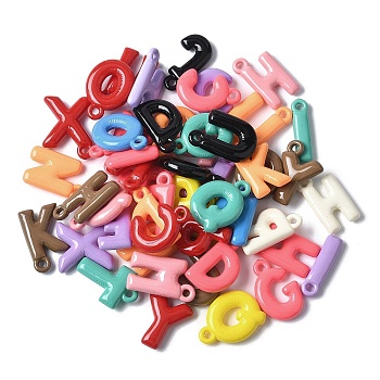 Opaque Acrylic Pendants, Letters, Mixed Color, 29~30x7.5~22x6~7mm, Hole: 3mm