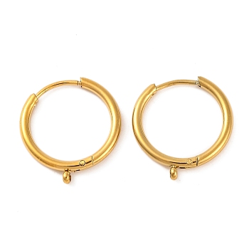 Ion Plating(IP) 304 Stainless Steel Hoop Earring Findings, Real 14K Gold Plated, 16x15x2mm, Hole: 0.8mm, Pin: 1mm