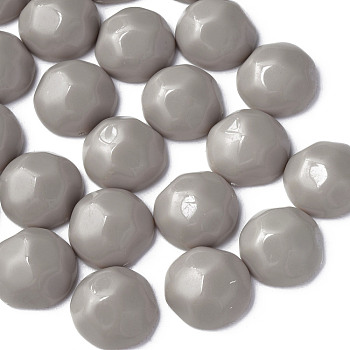 Opaque Acrylic Cabochons, Faceted, Half Round, Dark Gray, 23x22x11mm, about 140pcs/500g