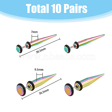 20Pcs 10 Colors Titanium Steel Ear Taper Stretcher(EJEW-FI0001-69)-2