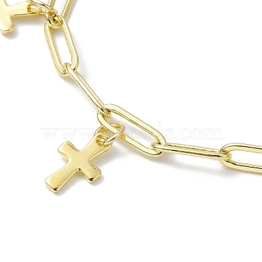 Golden 304 Stainless Steel Charm Bracelets with Brass Paperclip Chains(BJEW-JB10031-03)-3