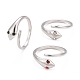 304 Stainless Steel Snake Wrap Open Cuff Ring with Rhinestone for Women(RJEW-E062-B03-P)-1