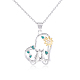 Heart Pendant Necklaces with Daisy Couple Cats Sitting Side-by-Side Necklace Jewelry Gifts for Women Men Cat Lovers(JN1111A)-1