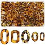 80Pcs 5 Styles Transparent Acrylic Linking Rings, Quick Link Connectors, Imitation Leopard Skins, for Curb Chains Making, Twist and Oval, Gold, 20.5~36x11~21x3~6mm, Inner Diameter: 13.5~24x4~8.5mm, 16pcs/style(OACR-FS0002-74)