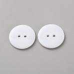 Resin Buttons, 2-Hole, Flat Round, White, 25x3mm, Hole: 2.5mm(BUTT-WH20002-10B)