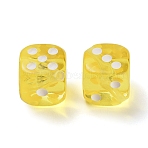 Spray Printed Transparent Acrylic Beads, Dice, Yellow, 18.5x19x19mm, Hole: 2.5mm, about 185pcs/500g(AC-CBA40CF-01B)