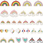 60Pcs 15 Style Rack Plating Alloy Enamel Pendants, Light Gold, Cadmium Free & Nickel Free & Lead Free, Rainbow, Mixed Color, 13~25x12~32x1~2mm, Hole: 1.5~2mm, 4pcs/style(ENAM-NB0001-72-NR)