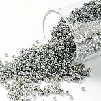 TOHO Round Seed Beads, Japanese Seed Beads, (PF565) PermaFinish Silver Grey Metallic, 15/0, 1.5mm, Hole: 0.6mm, about 135000pcs/pound(SEED-TR15-PF0565)