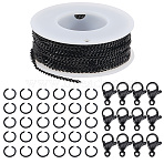 DIY 304 Stainless Steel Chain Necklaces/Bracelets Making Kits, Black, 3~11x2~7x0.6~3mm(DIY-SP0003-51C)