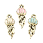 Alloy Enamel Pendants, Jellyfish Charms, Golden, 23.5x9.5x2.5mm, Hole: 1.6mm(FIND-C087-05G)