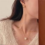Natural Freshwater Pearl Flower Cluster Pendant Necklaces, with 925 Sterling Silver Cable Chain Necklaces for Women, White, Real 18K Gold Plated, 17.72 inch(45cm)(FS-WG55E71-01)