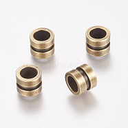 304 Stainless Steel Beads, Large Hole Beads, Grooved Beads, Column, Brushed Antique Bronze, 10x8mm, Hole: 6.5mm(STAS-E144-028AB1)